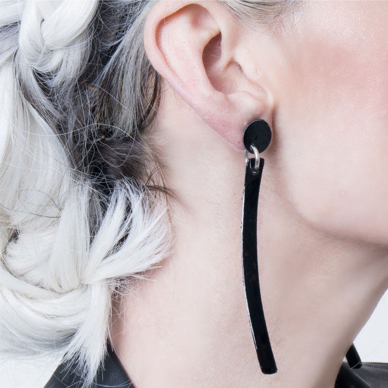 Large leather Ivi earrings by Maison Domecq
