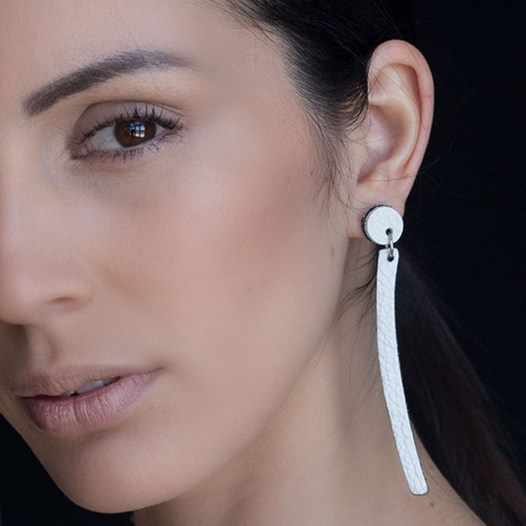 Large leather Ivi earrings by Maison Domecq