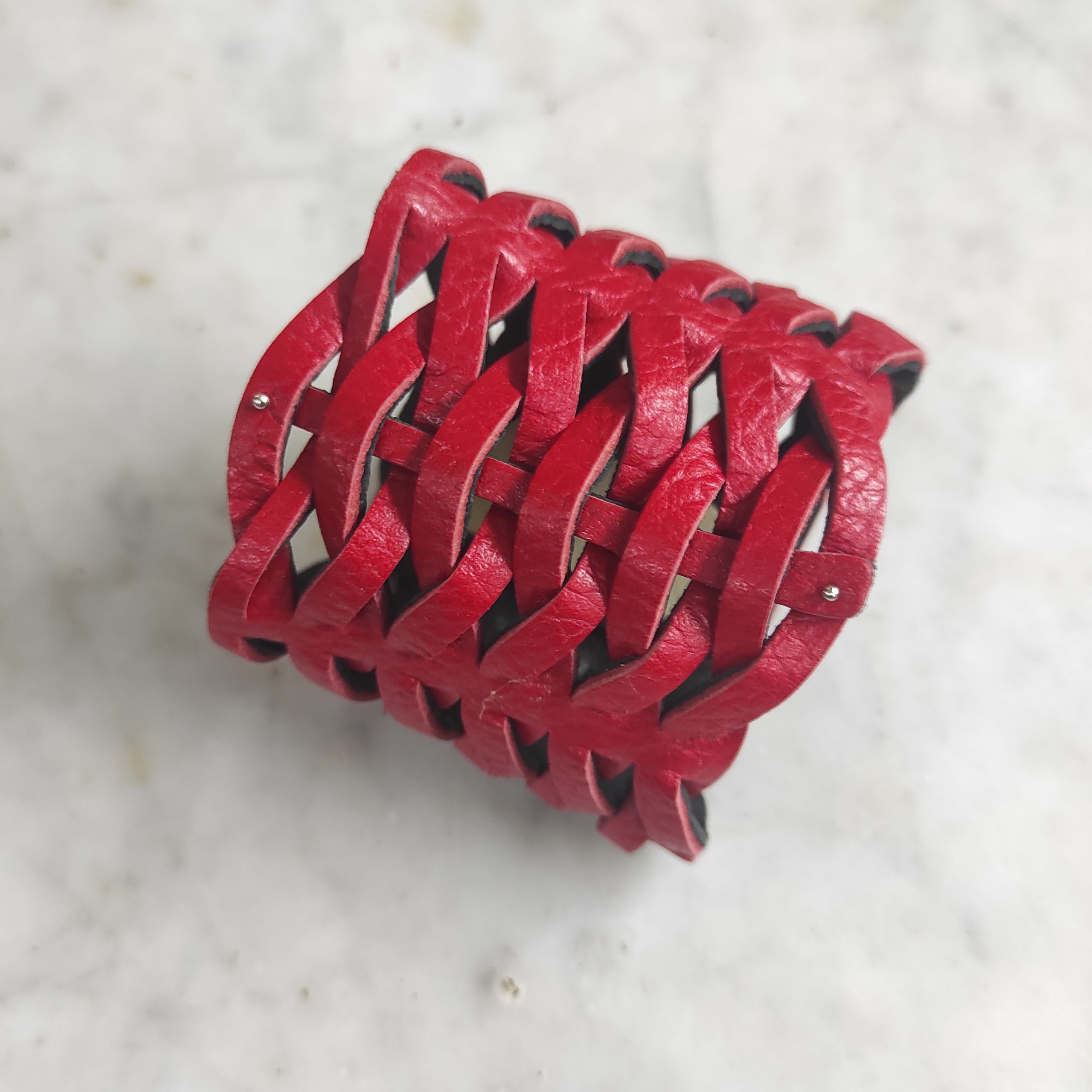 pulsera lazos cuero metalizado maison domecq
